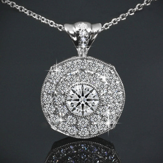 0.80 TCW Round Cut Diamond Charm Pendant For Women, White Gold Pendant, Wedding Pendant, Christmas Gifts