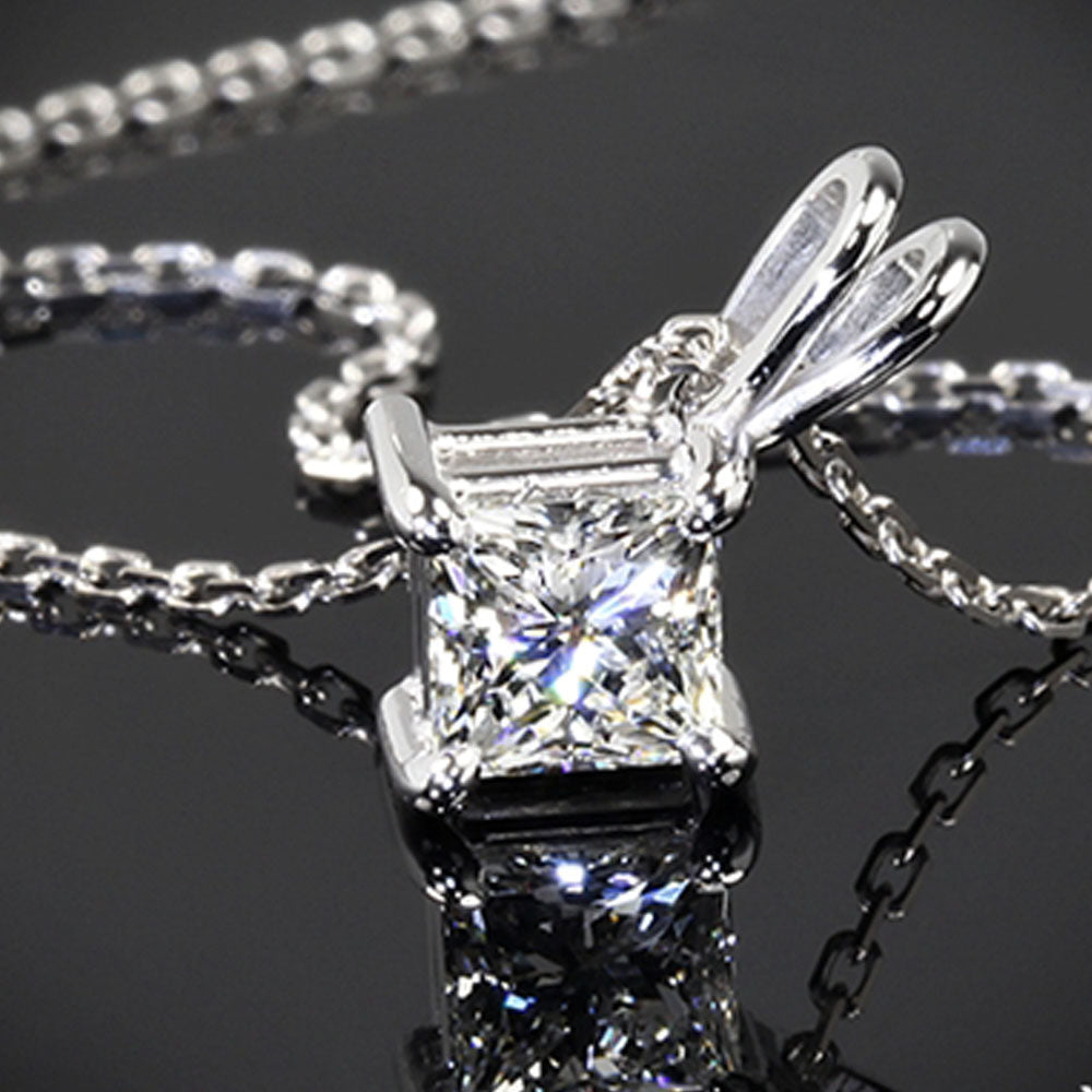 2 CT Princess Cut Diamond Charm Pendant For Women, Christmas Gifts