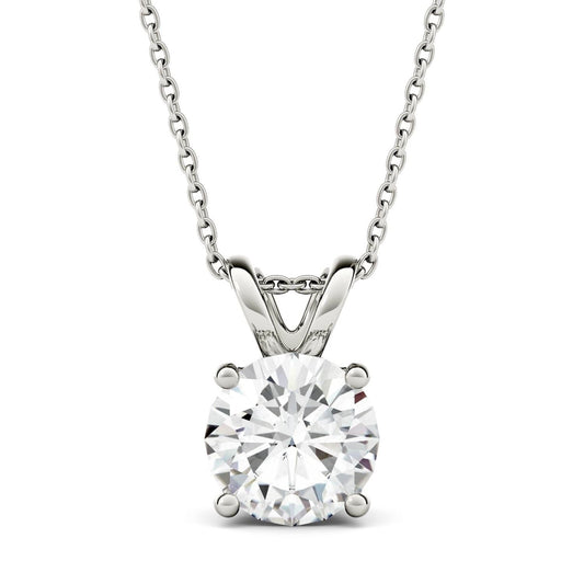 2 CT Round Cut Diamond Charm Pendant For Women, Wedding Pendant, Christmas Gifts