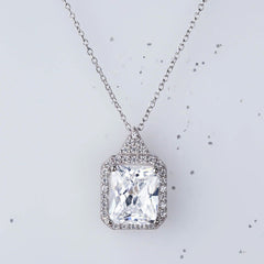 2 CT Radiant Cut Diamond Charm Pendant For Women, Halo Pendant, Christmas Gifts, Anniversary Gifts