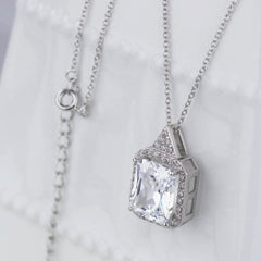 2 CT Radiant Cut Diamond Charm Pendant For Women, Halo Pendant, Christmas Gifts, Anniversary Gifts
