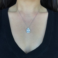 2 CT Radiant Cut Diamond Charm Pendant For Women, Halo Pendant, Christmas Gifts, Anniversary Gifts