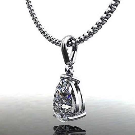 1.5 CT Pear Cut Diamond Charm Pendant For Women, Wedding Pendant, Anniversary Gifts