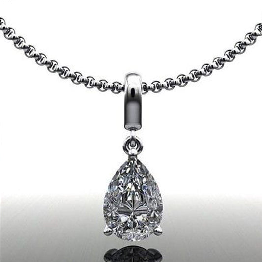 1.5 CT Pear Cut Diamond Charm Pendant For Women, Wedding Pendant, Anniversary Gifts