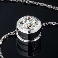 2 CT Round Cut Diamond Bezel Charm Pendant For Women, Wedding Pendant, Christmas Gifts