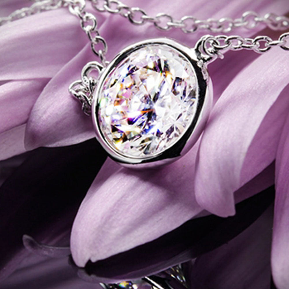 2 CT Round Cut Diamond Bezel Charm Pendant For Women, Wedding Pendant, Christmas Gifts