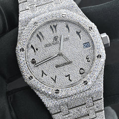 Alposh Audemars Piguet Swiss Eta Movement Full White Ice Out Moissanite Diamond Make Dial Plate In Arbic