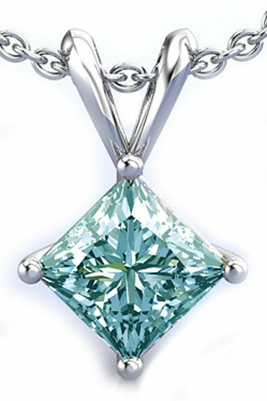 2.5 CT Blue Princess Cut Diamond Charm Pendant For Women, Wedding Pendant, Christmas Gifts, Anniversary Gifts