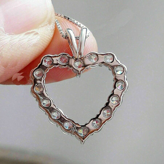 2.75 TCW Round Cut Diamond Charm Pendant For Women, Heart Pendant, Anniversary Gifts, Christmas Gifts