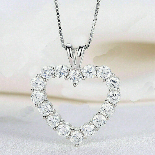 2.75 TCW Round Cut Diamond Charm Pendant For Women, Heart Pendant, Anniversary Gifts, Christmas Gifts